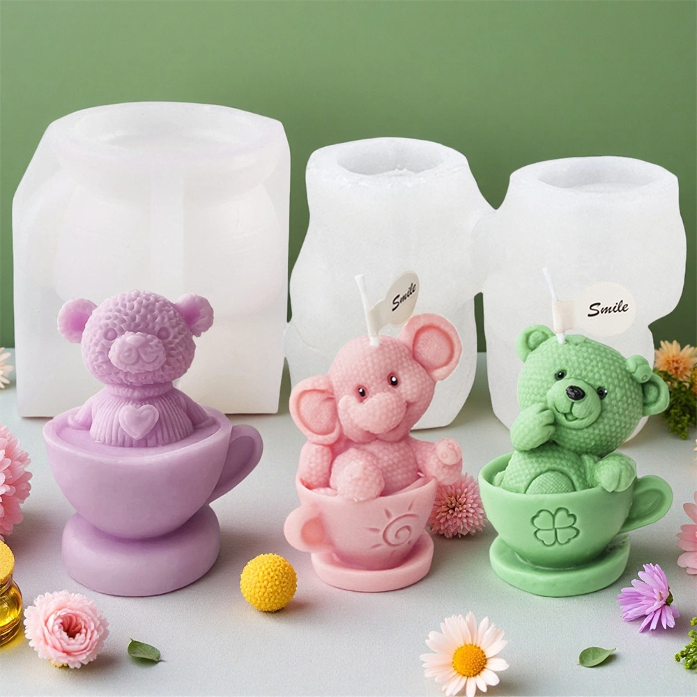 Soap Making Jar - Cetakan Silikon Beruang Teddy dalam Cangkir,